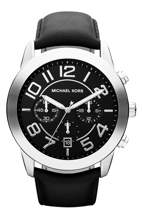 michael kors mercer large chronograph leather strap watch|Michael Kors Watch band extender.